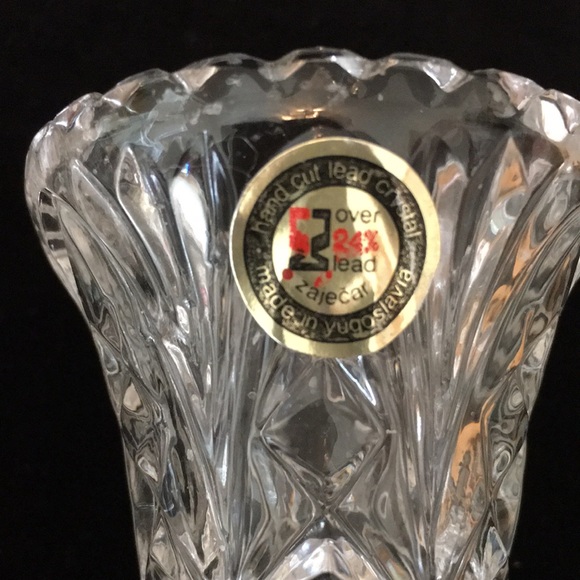 Zajecar Hand Cut 24% Lead Crystal Bud Vase - Picture 5 of 7